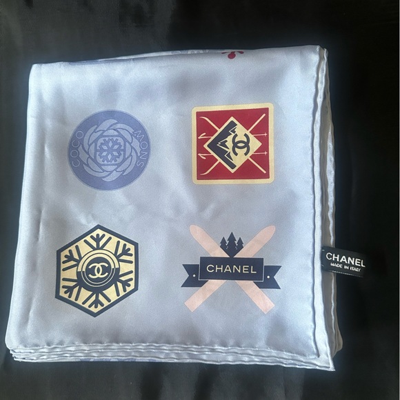 CHANEL Accessories - CHANEL White and Multicolor Scarf